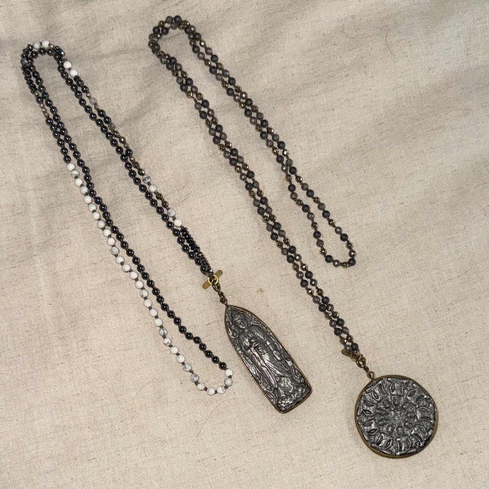Set of 2 Beautiful Pewter Pendants